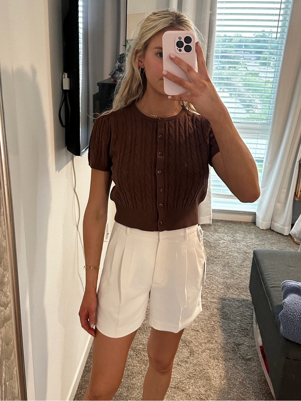 Wilfred Aritzia Short Sleeve Brown Sweater